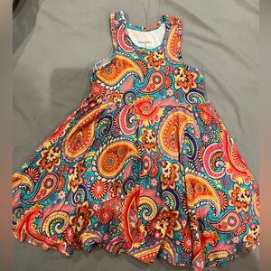Posh Peanut 2T Bamboo Paisley Print Kids Dress - Multicolor